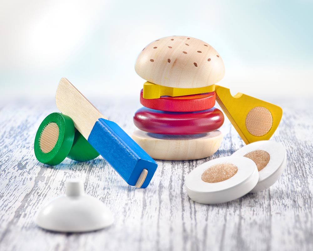 hout speelkeuken kinderen hamburger