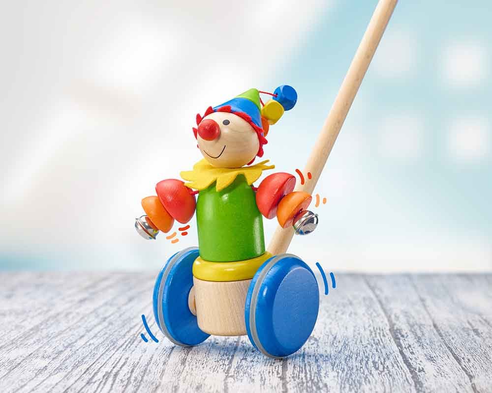 hout duwfiguur clown