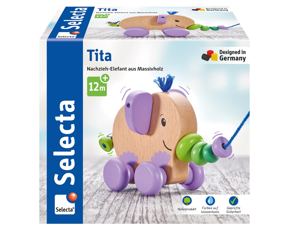 Tita Trek-olifant houten speelgoed packshot