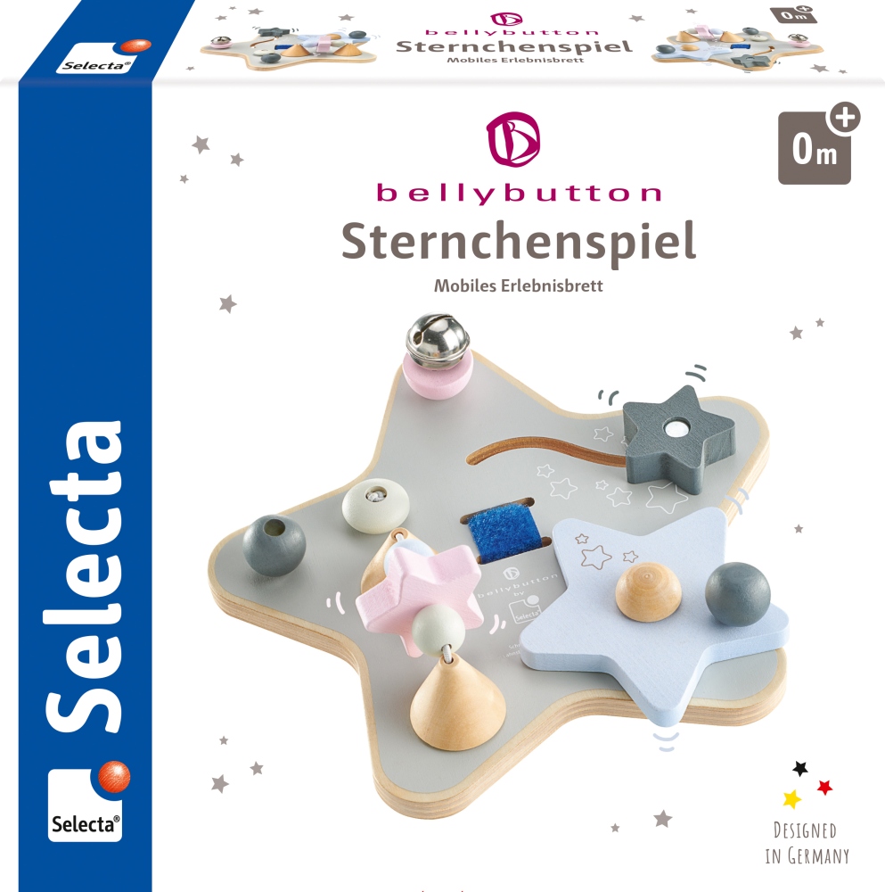 62072_Saltino_FS54_10_2019 Speelgoedverpakking voor het ‘Sternchenspiel’ (sterrenspel), een stervormig houten speelbord voor baby’s van Selecta, vanaf 0 jaar.